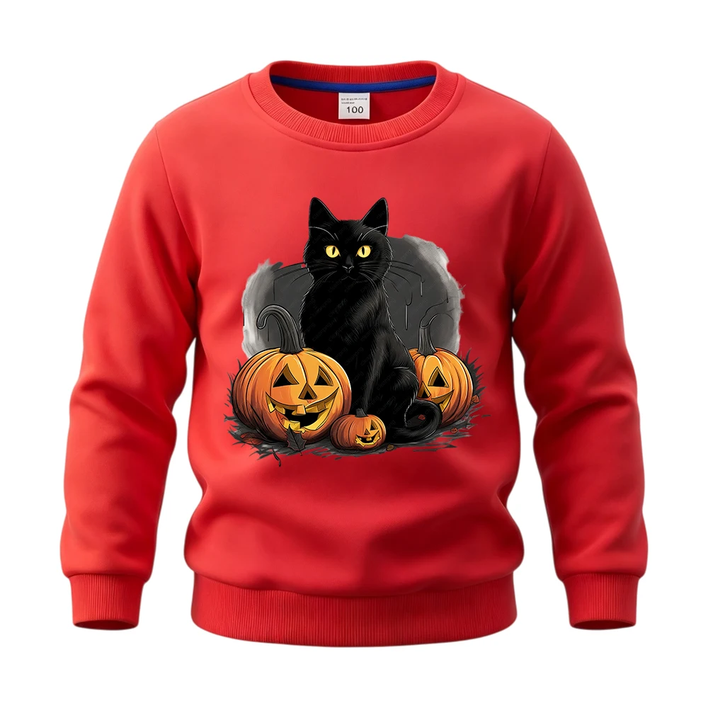 ⭐ Children’s Cat Pumpkin Pullover – Cotton Halloween Hoodie for Boys & Girls - Image 5