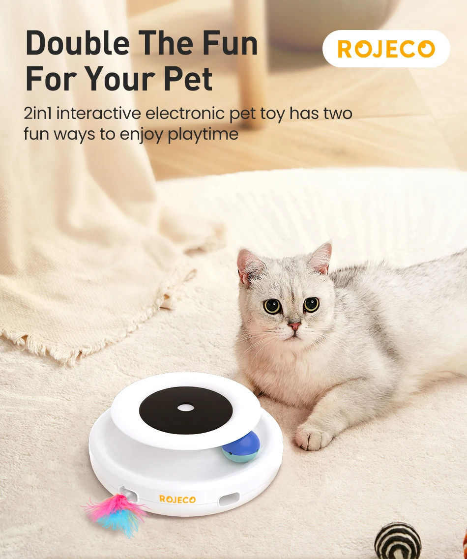 ⭐ ROJECO 2‑in‑1 Smart Cat Toy Set – Automatic Feather Teaser & Fun Ball with 5 Play Modes - Image 8