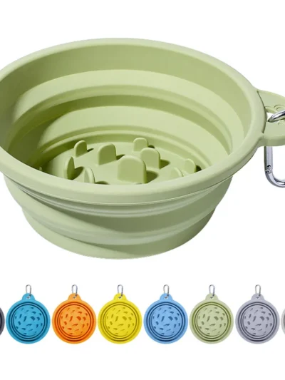 ⭐Collapsible Silicone Slow‑Feeder Bowl – Portable Outdoor Pet Dish