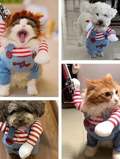 ⭐ Funny Bloody Doll Pet Transformation Costume