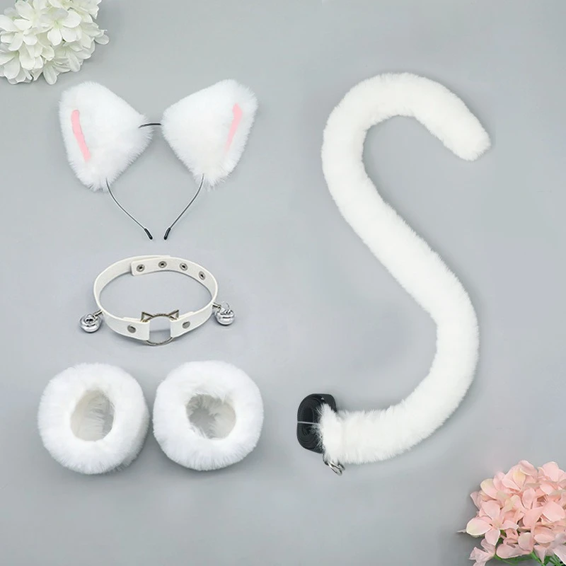 ⭐Cat Ear & Tail Cosplay Set with Plush Wristband and Bell Choker – Cute Lolita Dress‑Up Accessories - Image 2