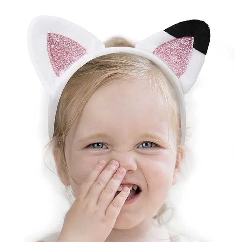 ⭐ Cute Baby Girls Cat Ears Glitter Headband – Kawaii Toddler Party Accessory