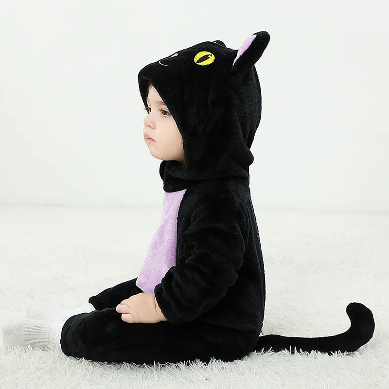 ⭐ Newborn & Toddler Cat Onesie – Warm Knit Flannel Halloween Hooded Jumpsuit - Image 3