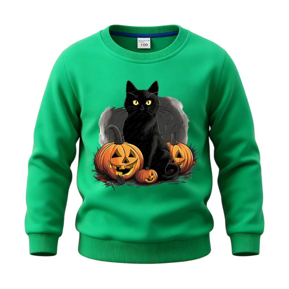 ⭐ Children’s Cat Pumpkin Pullover – Cotton Halloween Hoodie for Boys & Girls - Image 9