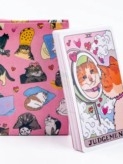 3. Kawaii Cat Tarot – Pink Uwu Major Arcana Meme Deck for Ages 14+