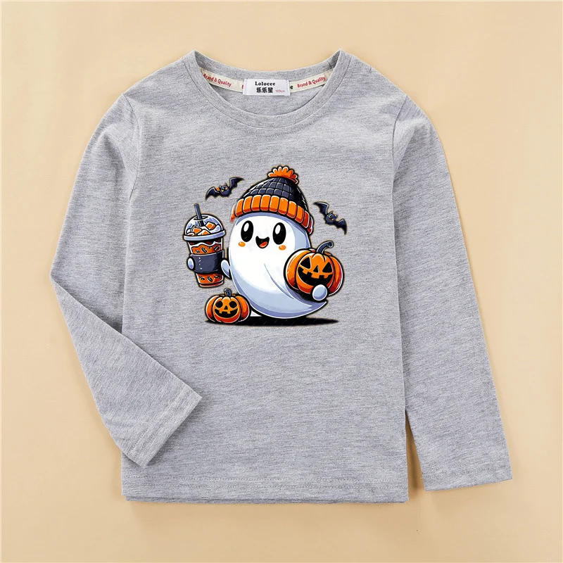 ⭐ Halloween Pumpkin Kids Long Sleeve – Cartoon Autumn Tee (3–14T) - Image 12