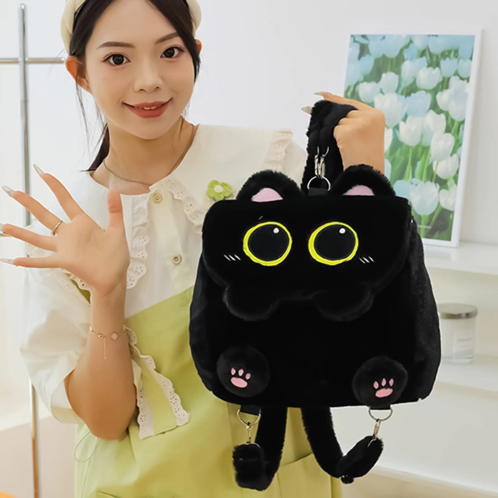 ⭐ Midnight Plush Cat Backpack – Large Capacity School & Travel Bag - Image 5