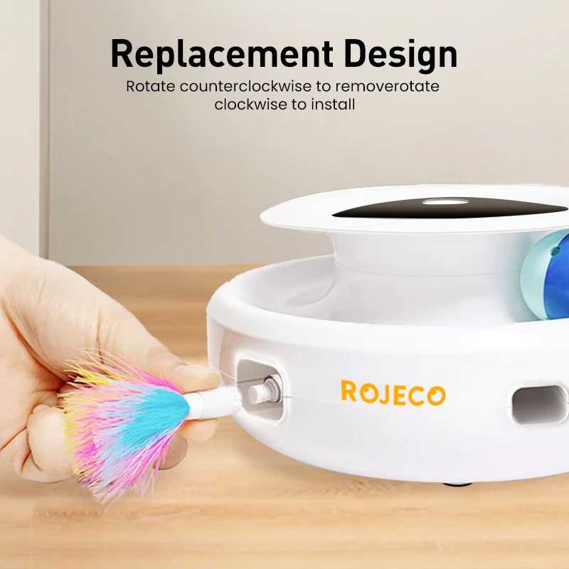 ⭐ ROJECO 2‑in‑1 Smart Cat Toy Set – Automatic Feather Teaser & Fun Ball with 5 Play Modes - Image 4