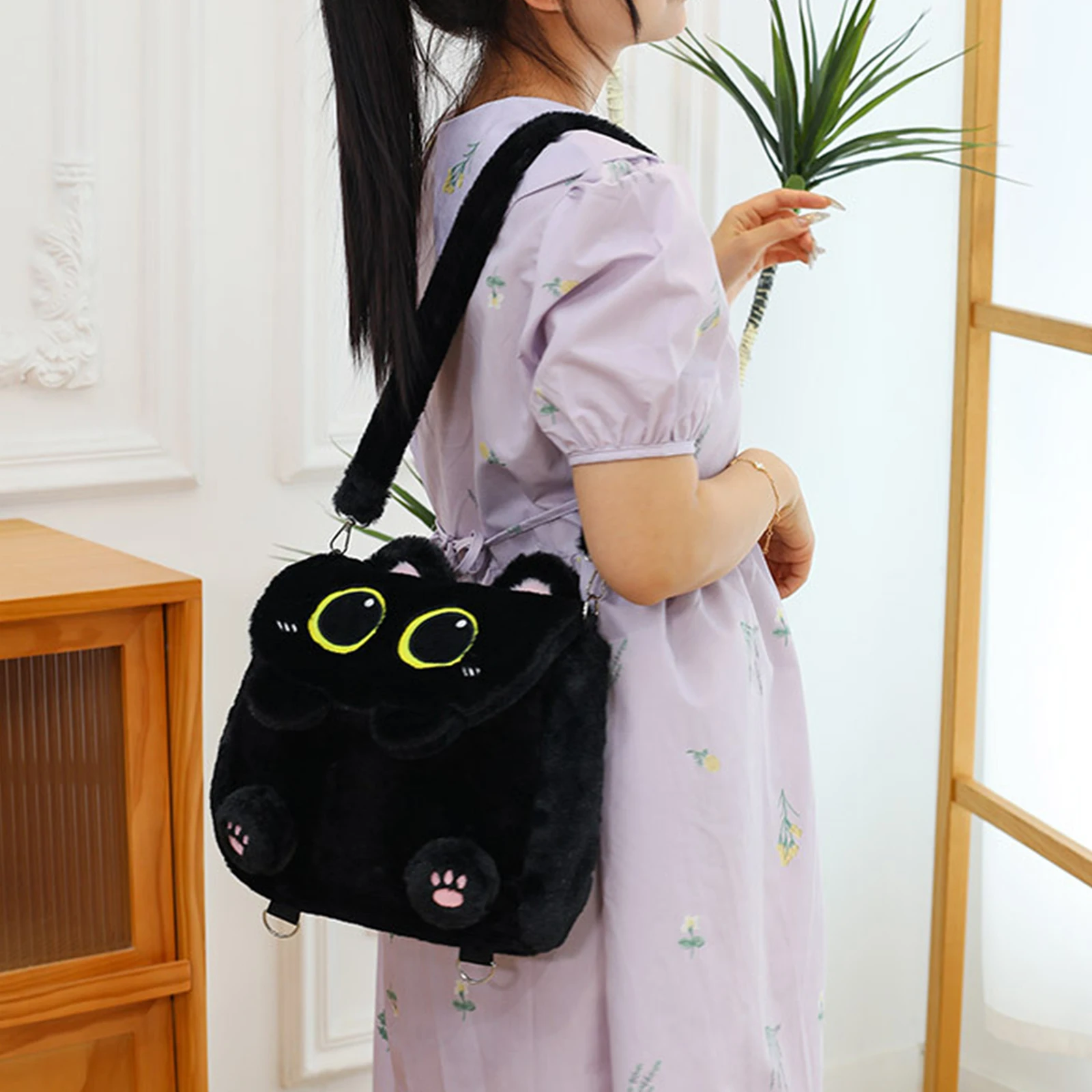 ⭐ Midnight Plush Cat Backpack – Large Capacity School & Travel Bag - Image 8