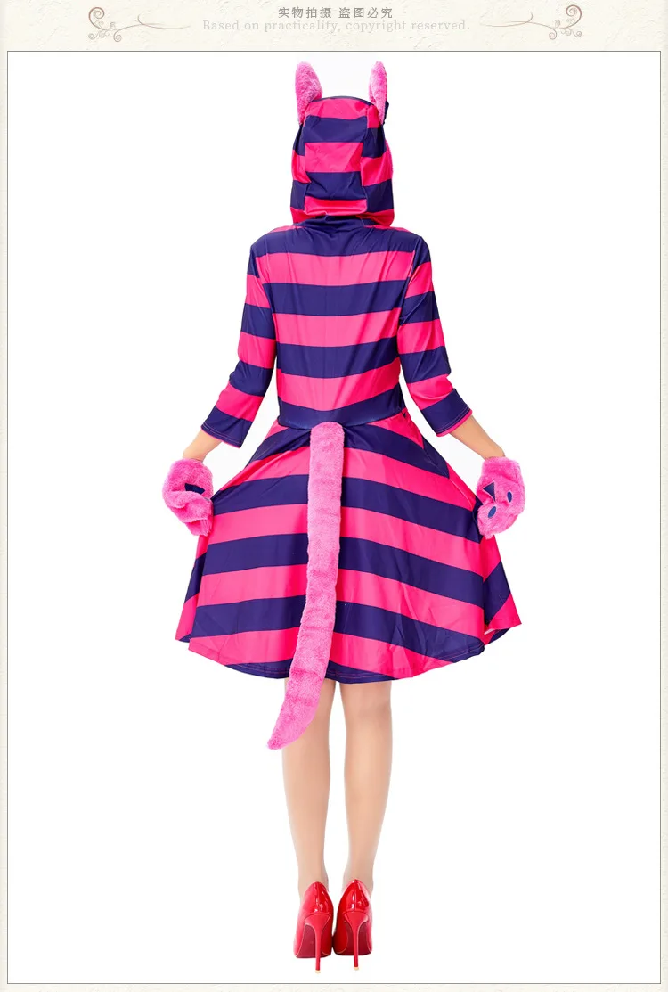 ⭐ Purple Stripe Cheshire Cat Cosplay Dress— Kawaii Smile Cat Party Outfit - Image 15