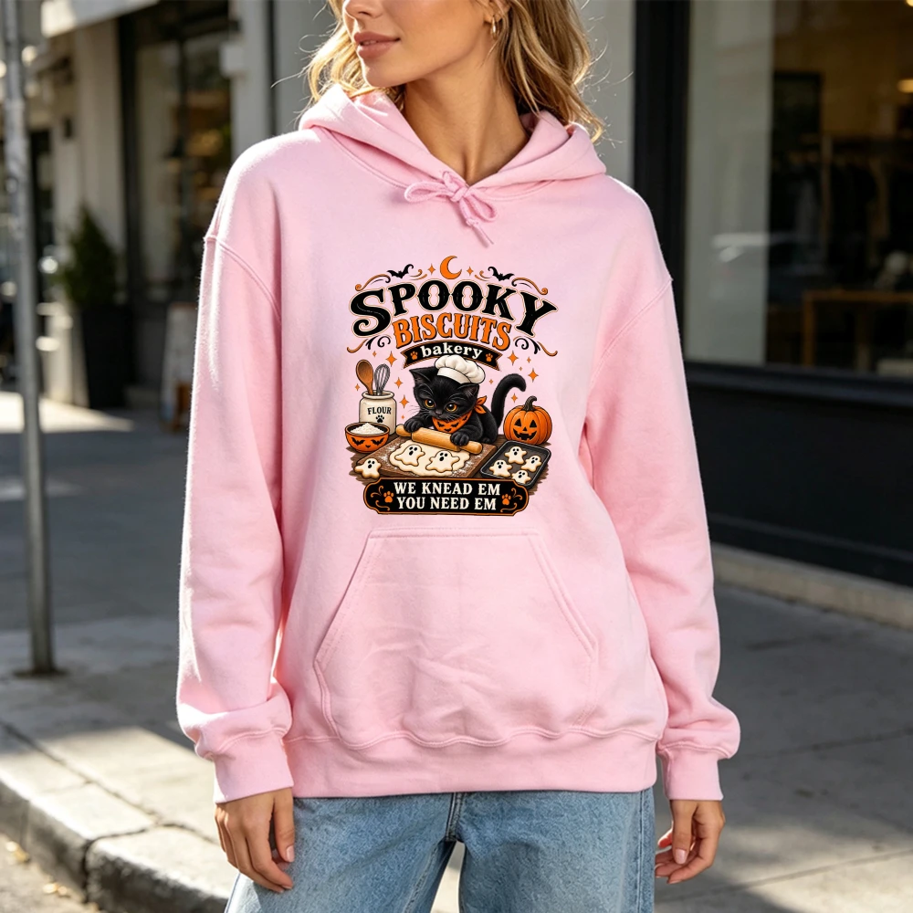 ⭐ Spooky Biscuits Bakery Hoodie – “We Knead Em, You Need Em” Black Cat Edition