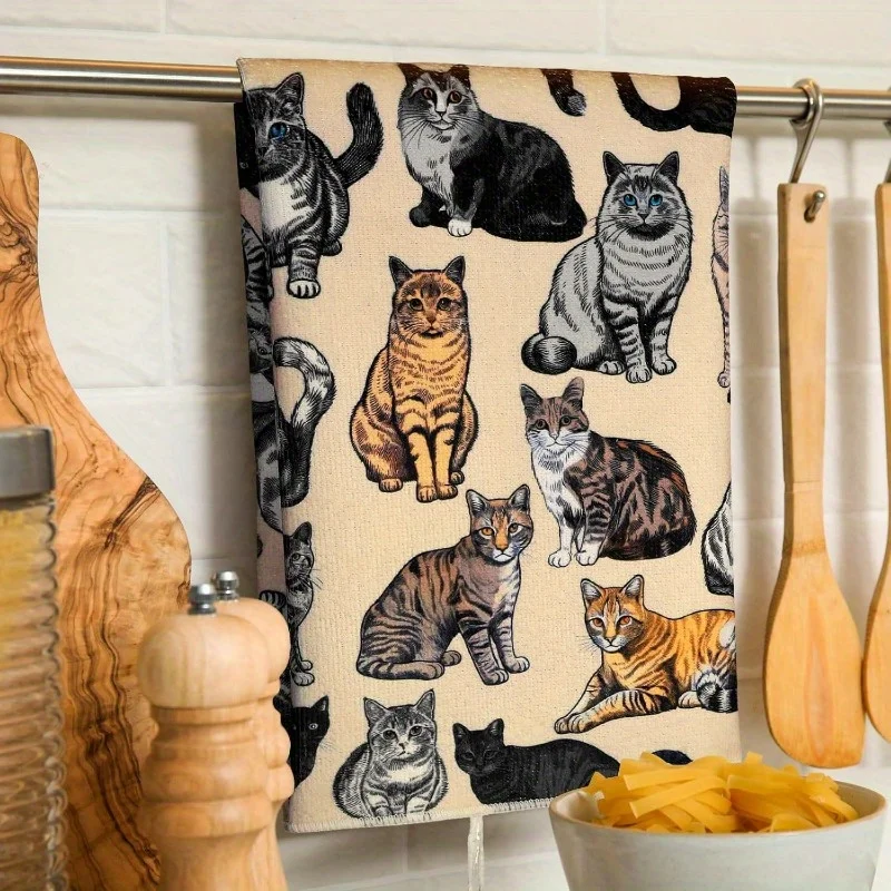 ⭐ Purr & Serve Kitchen Towels – Cat Pattern 6‑Pack - Image 3