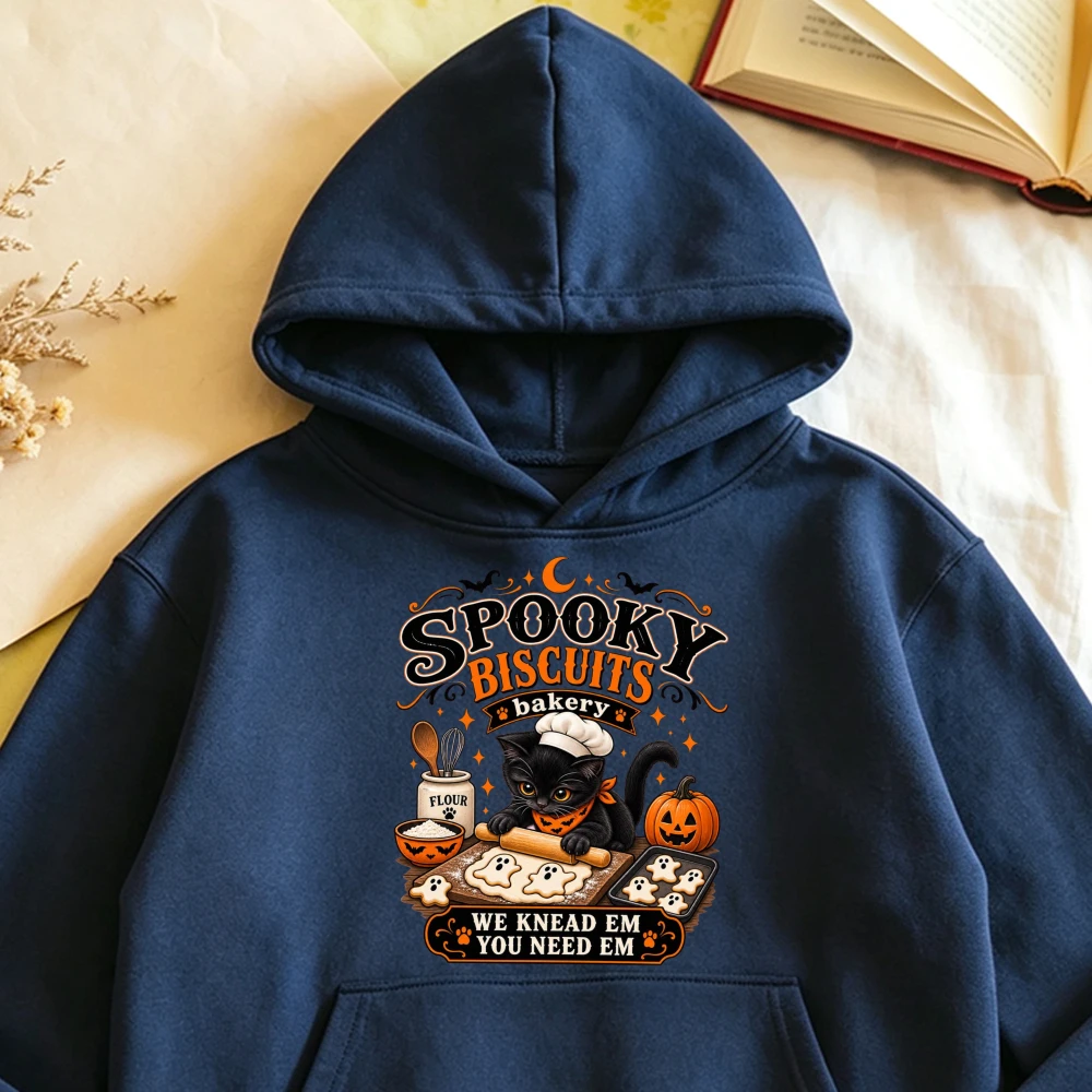 ⭐ Spooky Biscuits Bakery Hoodie – “We Knead Em, You Need Em” Black Cat Edition - Image 3