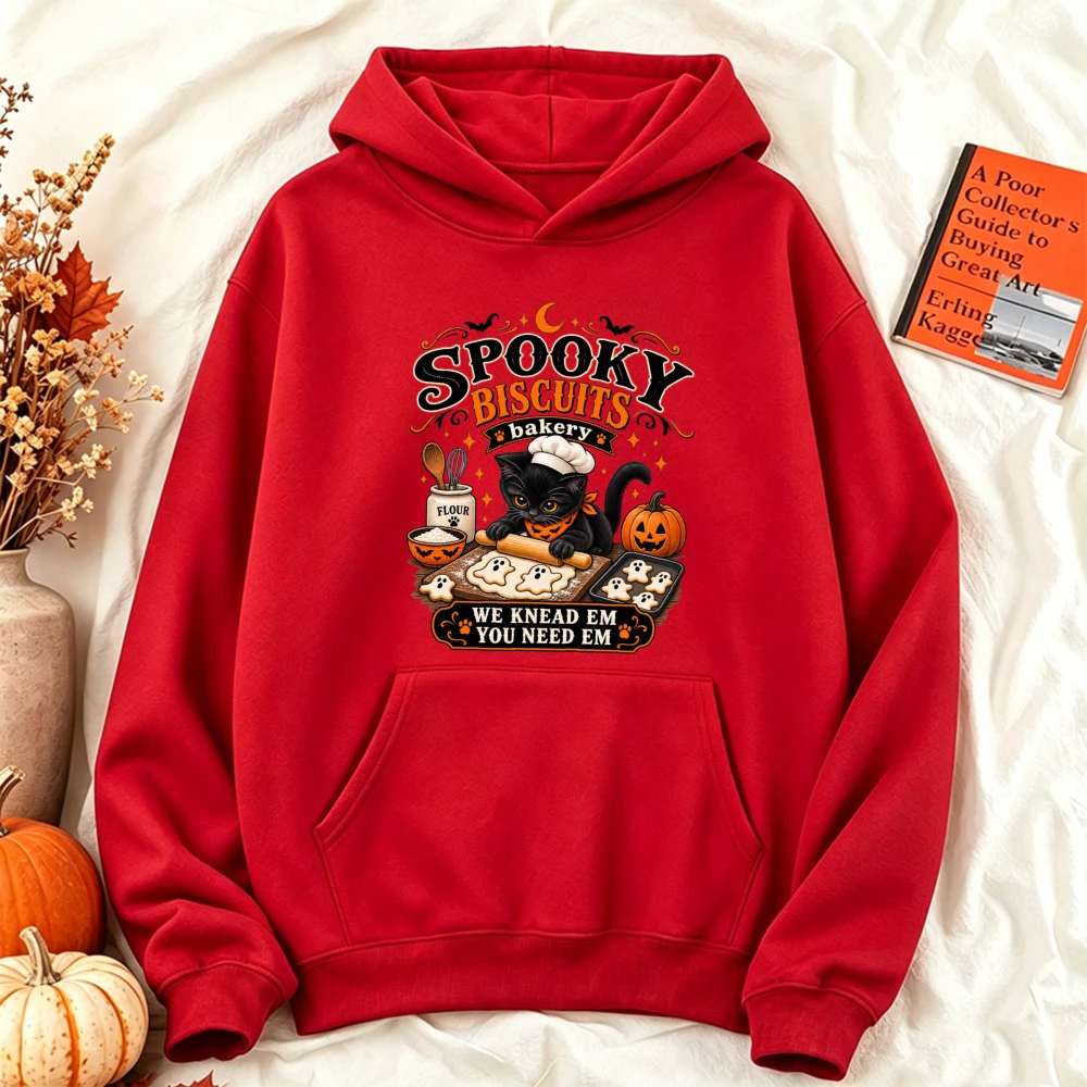 ⭐ Spooky Biscuits Bakery Hoodie – “We Knead Em, You Need Em” Black Cat Edition - Image 11