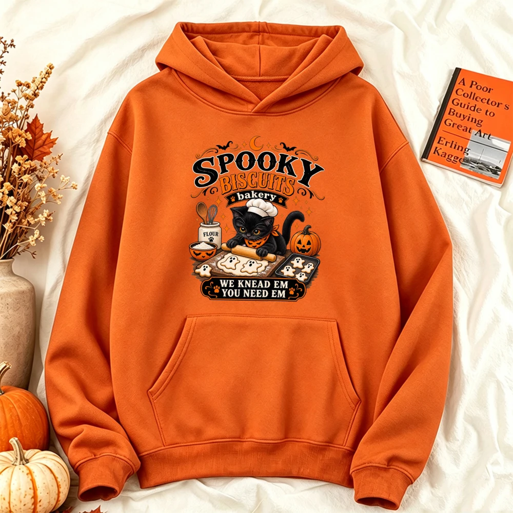 ⭐ Spooky Biscuits Bakery Hoodie – “We Knead Em, You Need Em” Black Cat Edition - Image 13