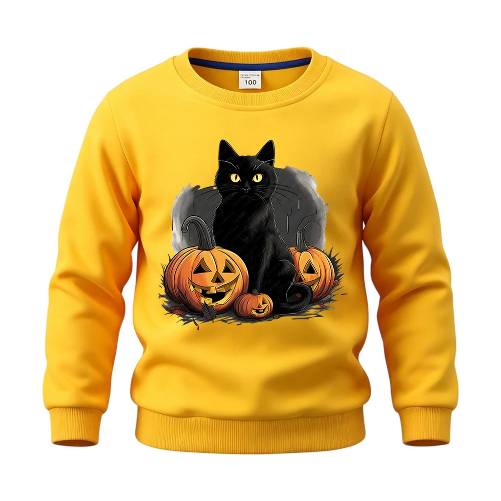 ⭐ Children’s Cat Pumpkin Pullover – Cotton Halloween Hoodie for Boys & Girls - Image 6