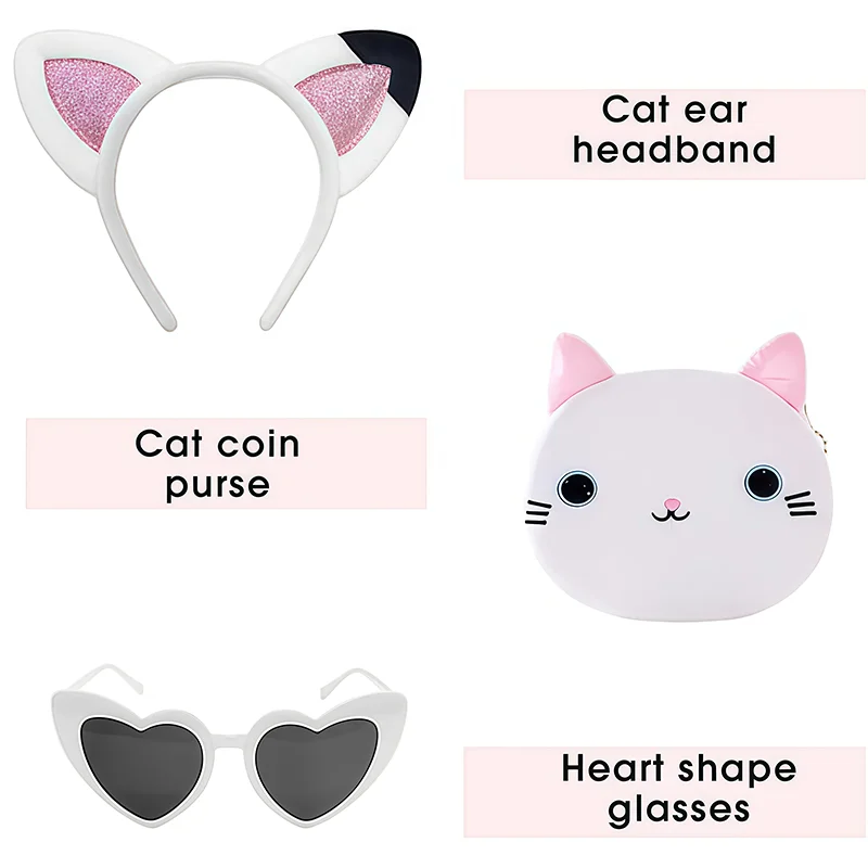 ⭐ Girls 3‑Piece Cat Ear Headband, Purse & Glasses Set – Party Dress‑Up Accessories - Image 2