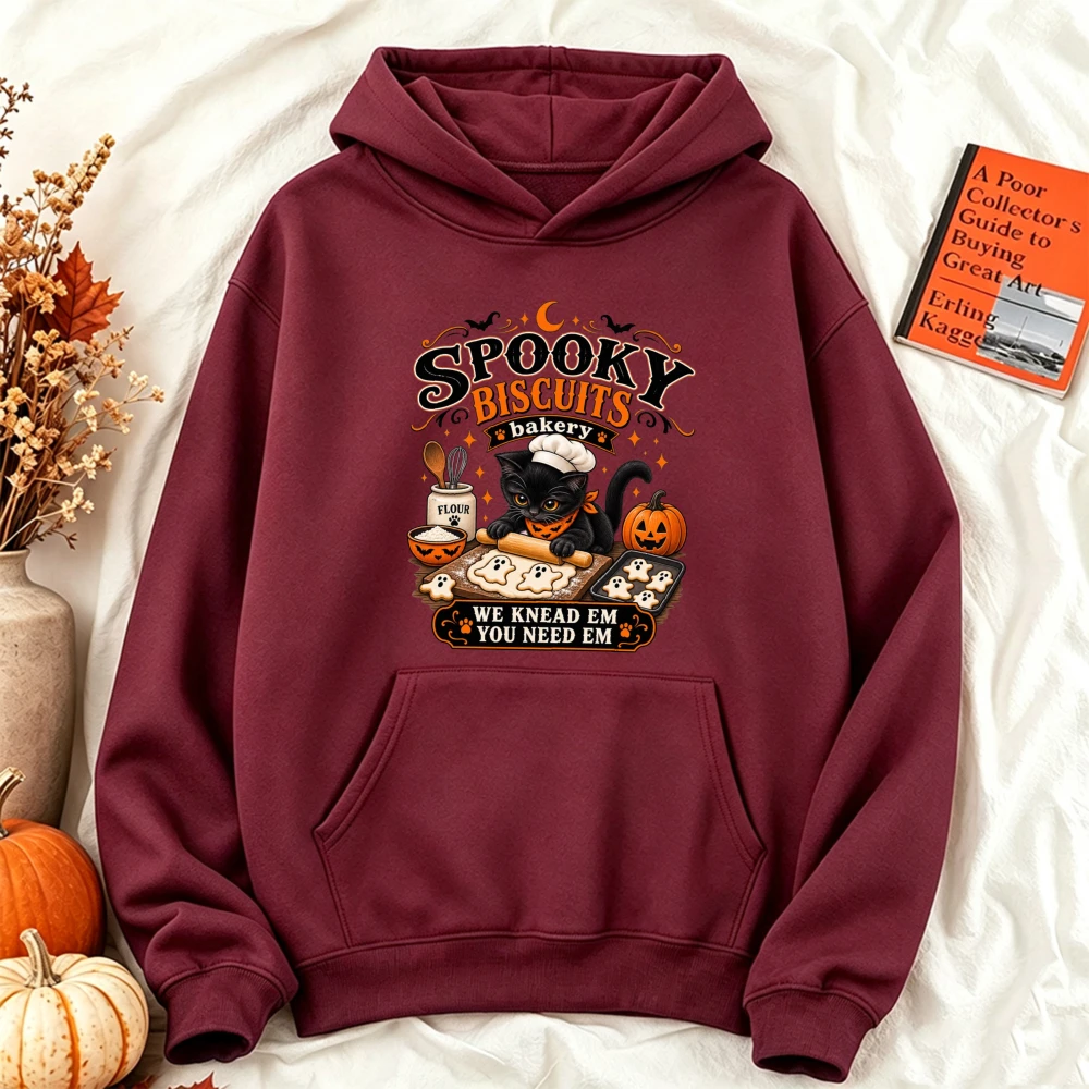 ⭐ Spooky Biscuits Bakery Hoodie – “We Knead Em, You Need Em” Black Cat Edition - Image 10