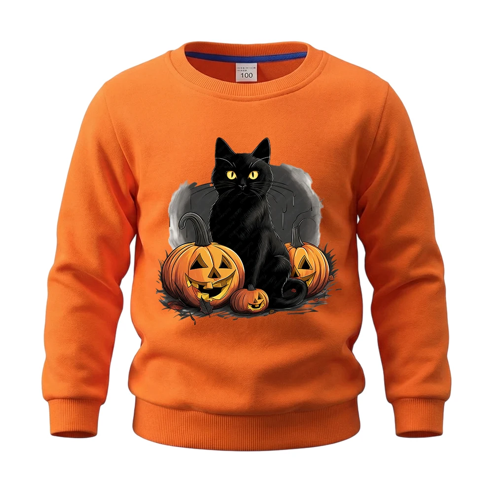 ⭐ Children’s Cat Pumpkin Pullover – Cotton Halloween Hoodie for Boys & Girls - Image 8