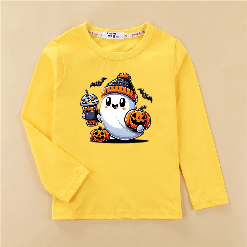 ⭐ Halloween Pumpkin Kids Long Sleeve – Cartoon Autumn Tee (3–14T) - Image 13