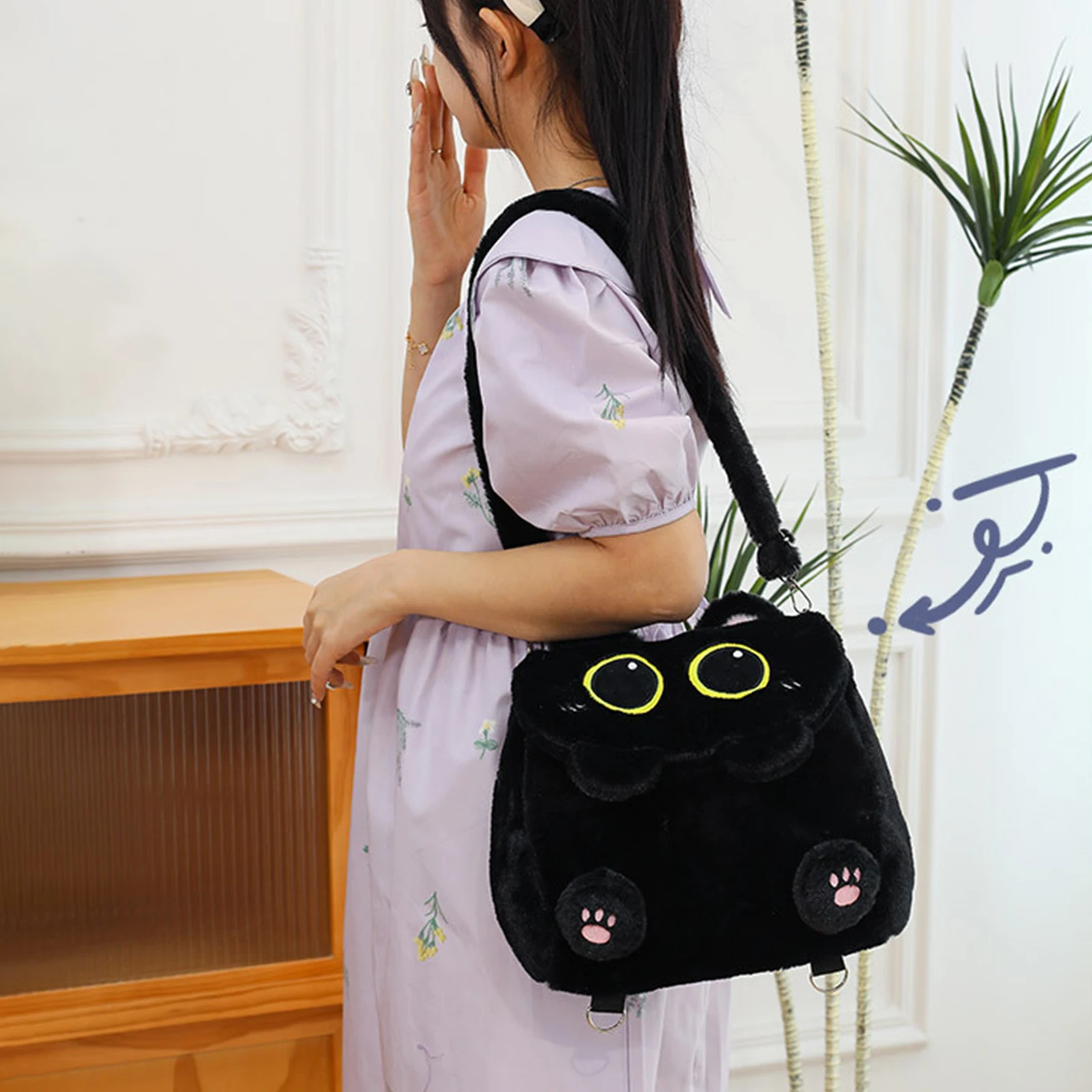 ⭐ Midnight Plush Cat Backpack – Large Capacity School & Travel Bag - Image 4