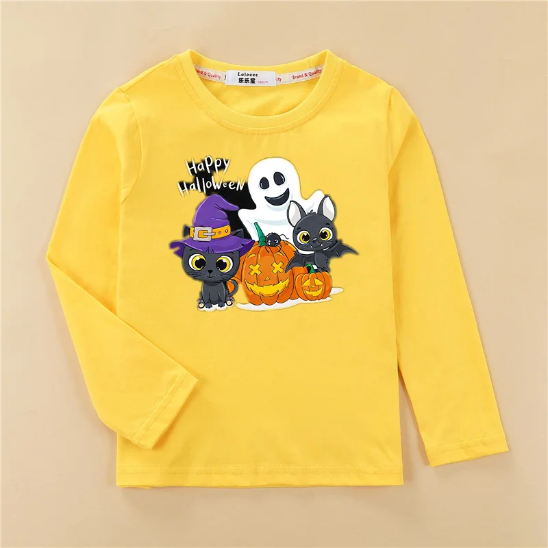 ⭐ Halloween Pumpkin Kids Long Sleeve – Cartoon Autumn Tee (3–14T) - Image 2