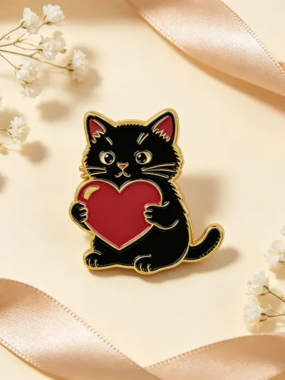 ⭐ Black Cat Heart Thief Enamel Pin