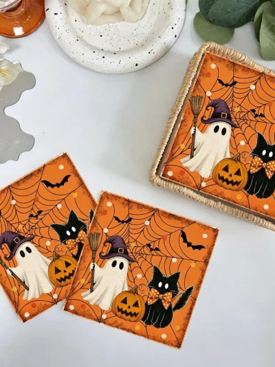 ⭐ Black Cat & Pumpkin Party Napkins