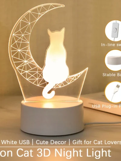 ⭐ Moonlit Cat Dream LED Night Light