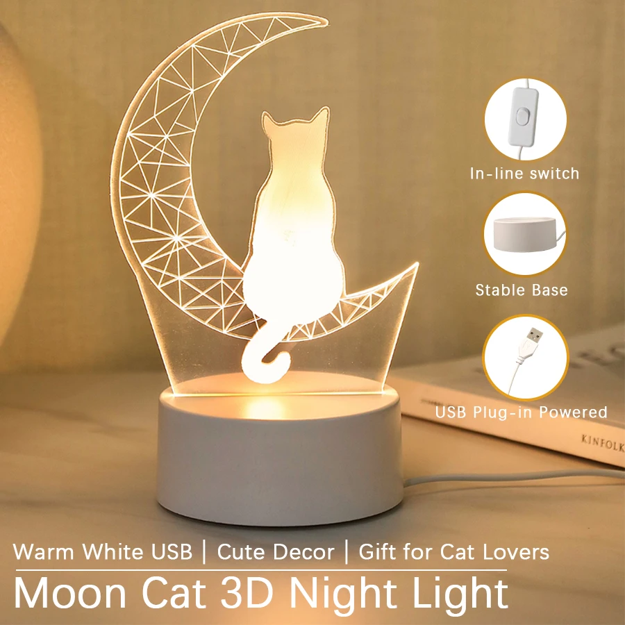 ⭐ Moonlit Cat Dream LED Night Light
