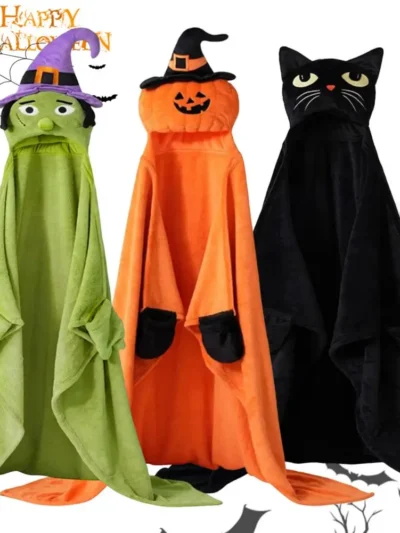 ⭐ Black Cat Couch Goblin Hoodie Blanket