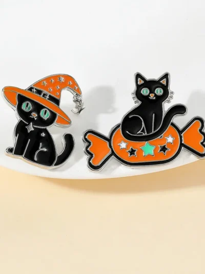 ⭐ Black Cat Candy Mischief Enamel Pin